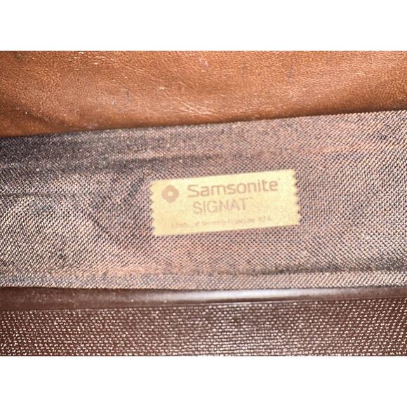 Vintage Samsonite SIGNAT Classic Brown Hard Shell Low Profile Brief Case w/ KEYS - Picture 9 of 16